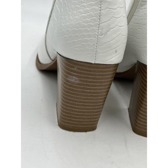 Altar’d State Retro White Faux Croc-Skin Ankle Boots Block Heel Side Zip Sz 10 - Picture 16 of 16